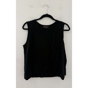 Vintage Beppa Black Linen Tencel Blend‎ Sleeveless Tank Top Size Medium Boho